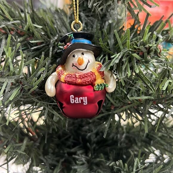 Vintage Personalized Snowman bell “ Gary”  red - Picture 2 of 4